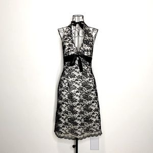 WHBM Satin and Lace Halter Midi Dress